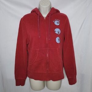 Womens The North Face Full Zip Snowflake Hoodie Jacket Red Medium M